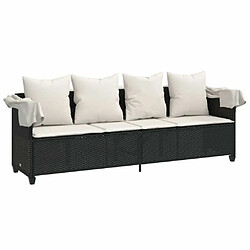 Acheter Maison Chic Chaise longue avec auvent et coussins | Bain de soleil Relax | Transat noir résine tressée -GKD59125