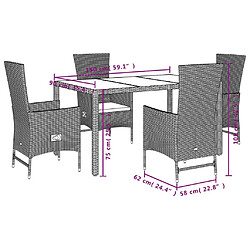 Maison Chic Ensemble à manger d'extérieur 5 pcs avec coussins,Salon de jardin,Mobilier de jardin Beige poly rotin -GKD639132 pas cher