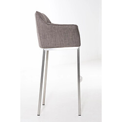 Avis Decoshop26 Tabouret de bar chaise haute de comptoir couture carrées assise en tissu gris 4 pieds stables en acier inoxydable 10_0004724