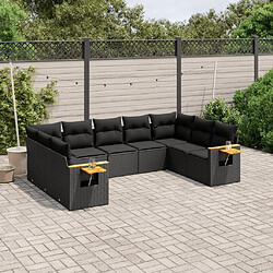 Maison Chic Salon de jardin 9 pcs avec coussins | Ensemble de Table et chaises | Mobilier d'Extérieur noir résine tressée -GKD23480