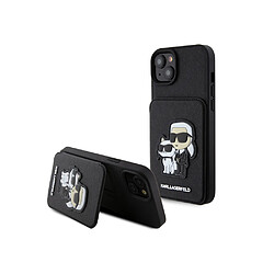 Karl Lagerfeld Coque pour Apple iPhone 15 Saffiano avec porte-cartes Noir