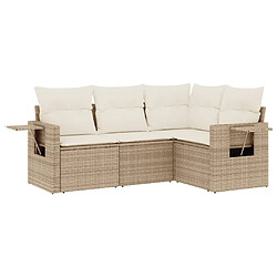 vidaXL Salon de jardin avec coussins 4 pcs beige résine tressée