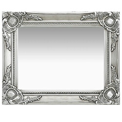 Decoshop26 Miroir mural rectangulaire style baroque 50x40 cm Argenté DEC022852