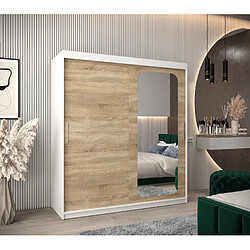 Abiks Meble Armoire PROMO T2 À Portes Coulissantes 200/180/62 2 Portes (Blanc/Sonoma)