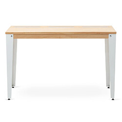 Ds Meubles Table bureau Lunds avec 3 compartiments 120x60x74cm Blanc-Naturel pas cher