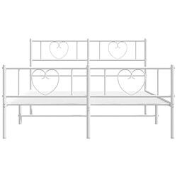 Acheter Maison Chic Lit adulte - Lit simple Cadre de lit métal avec tête de lit/pied de lit,Structure du lit Contemporain pour chambre blanc 150x200cm -MN15551