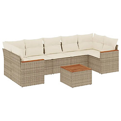 vidaXL Salon de jardin avec coussins 8 pcs beige résine tressée