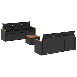 Maison Chic Salon de jardin 7 pcs avec coussins | Ensemble de Table et chaises | Mobilier d'Extérieur noir résine tressée -GKD16707