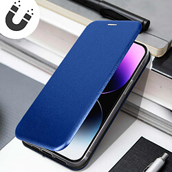 Acheter Avizar Housse iPhone 14 Pro Max Clapet Porte-carte Support Finition Satinée bleu nuit