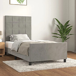 vidaXL Cadre de lit sans matelas gris clair 100x200 cm velours