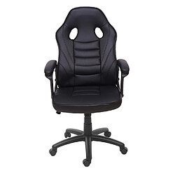 Avis Decoshop26 Fauteuil chaise de bureau gamer sur roulettes forme ergonomique pivotant hauteur réglable synthétique noir 04_0001839