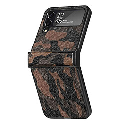 Coque en TPU + PU anti-rayures, motif camouflage pour votre Samsung Galaxy Z Flip3 5G - camouflage marron