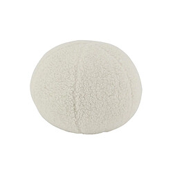 Aubry Gaspard Pouf en tissu bouclettes blanc Rond. Pouf en tissu bouclettes blanc Rond