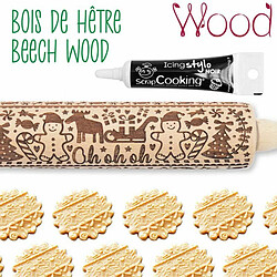 Scrapcooking Rouleau à pâtisserie empreintes Bonhomme en pain d'épice 39 cm + Stylo glaçage noir