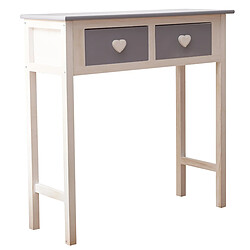 Acheter Mobili Rebecca Table Console 2 Tiroirs Bois Blanc Gris Shabby 80x80x30