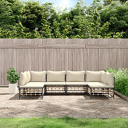 Maison Chic Salon de jardin 6 pcs + coussins - Mobilier/Meubles de jardin - Table et chaises d'extérieur anthracite résine tressée -MN57997