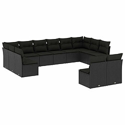 Maison Chic Salon de jardin 12 pcs avec coussins | Ensemble de Table et chaises | Mobilier d'Extérieur noir résine tressée -GKD18181