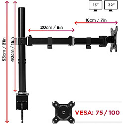 Avis Duronic DM151X3 Support d'écran de PC à Pince pour Bureau | Hauteur Ajustable | Rotatif / Inclinable / Pivotable | Compatibilité avec Moniteurs VESA 75/100 | 2 Extensions | Passes câbles inclus