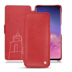 Housse cuir Samsung Galaxy S10 - Rabat horizontal - Rouge troupelenc ( Pantone #AB191A ) - NOREVE