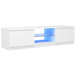 Maison Chic Meubles TV avec lumières LED - Banc TV pour salon blanc 140x40x35,5 cm -MN64483