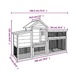 vidaXL Poulailler marron 186,5x58,5x113 cm bois massif de pin pas cher