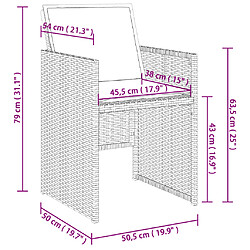 vidaXL Chaises de jardin avec coussins lot de 4 marron résine tressée pas cher