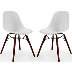 ICONIK INTERIOR Chaises de Salle à Manger - Design Scandinave - Pieds en Bois Sombre - Lot de 2 - Skögur Blanc