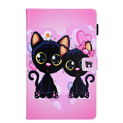 Etui en PU Impression de motifs avec support et porte-cartes Chats noirs pour votre Samsung Galaxy Tab A7 Lite 8.7 (2021) T220/T225