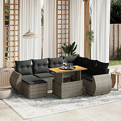 vidaXL Salon de jardin 8 pcs avec coussins gris résine tressée