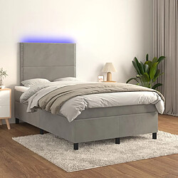 vidaXL Sommier à lattes de lit matelas et LED Gris clair 120x200 cm