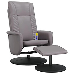 vidaXL Fauteuil inclinable de massage avec repose-pied gris similicuir