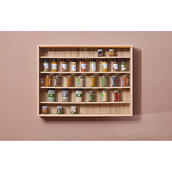 Pegane Vitrine murale, étagère murale avec 5 tablettes en bois coloris imitation chêne artisan - longueur 80 x profondeur 9,5 x hauteur 60 cm pas cher