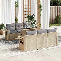 vidaXL Salon de jardin avec coussins 7 pcs beige résine tressée