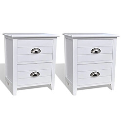 Helloshop26 Table de nuit chevet commode armoire meuble chambre 2 pcs avec 2 tiroirs blanc 1402121