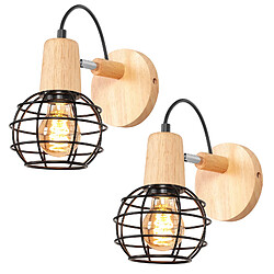 Stoex (2X) Applique Murale Rétro Applique Murale D'Intérieur Moderne Lampe Murale Cage En Métal Pour Chambre, Salon Et Bureau, Noir