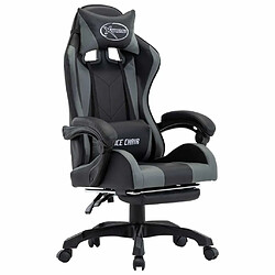 Maison Chic Chaise de jeu vidéo avec repose-pied, Chaise gaming, Fauteuil gamer d'ordinateur,Chaise de Bureau Gris et noir Similicuir -GKD58180