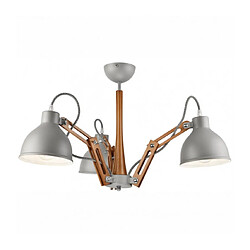 Lumière Suspension Marcello Bois,acier Rustique 3 ampoules 65cm