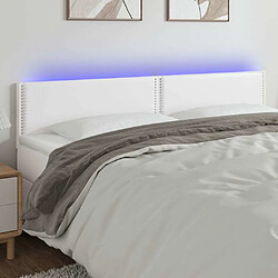 Maison Chic Tête de lit scandinave à LED,meuble de chambre Blanc 160x5x78/88 cm Similicuir -MN23184