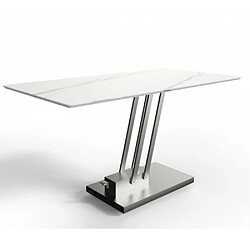 Inside 75 Table basse relevable BRAVO MARBLE WHITE plateau céramique finition marbre blanc brillant. 