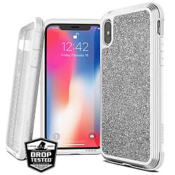 X-Doria Defense Lux - Coque en Aluminium pour iPhone Xs Max (Test de Chute 3m) (Paillettes Blanches)