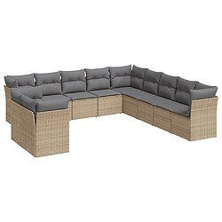 Maison Chic Salon de jardin 11 pcs avec coussins | Ensemble de Table et chaises | Mobilier d'Extérieur beige résine tressée -GKD98652