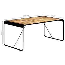 vidaXL Table de salle à manger 180x90x76 cm Bois de manguier brut pas cher