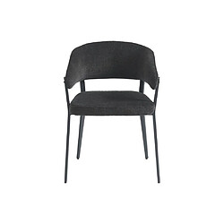 Avis Vente-Unique Lot de 2 chaises avec accoudoirs en tissu et métal - Noir - AVRELA