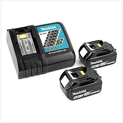 Makita Power Source Kit 18 V ( 197490-7 ) avec 2x BL1840B batterie rechargeable 4,0 Ah + DC18RC kit chargeur.