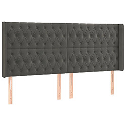 Avis Maison Chic Tête de lit scandinave à LED,meuble de chambre Gris foncé 203x16x118/128 cm Velours -MN49600