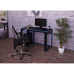 Acheter Decoshop26 Bureau table de bureau pour ordinateur 120x60x76cm en MDF noir et bleu 04_0001451