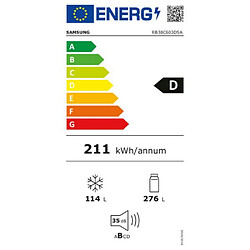 Réfrigérateur combiné 60cm 390l nofrost, gris - RB38C603DSA - SAMSUNG