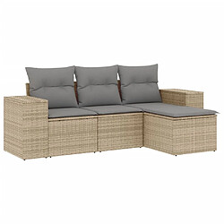 Maison Chic Salon de jardin avec coussins 4 pcs | Ensemble de Table et chaises | Mobilier d'Extérieur beige résine tressée -GKD94665