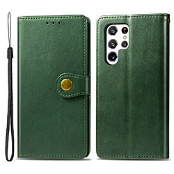 Etui en PU anti-rayures, boucle ronde magnétique vert pour votre Samsung Galaxy S22 Ultra