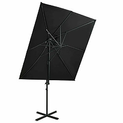 Maison Chic Parasol Jardin | Parasol déporté à double toit Noir 250x250 cm - GKD76498